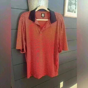 Footjoy embroidered performance striped golf polo medium